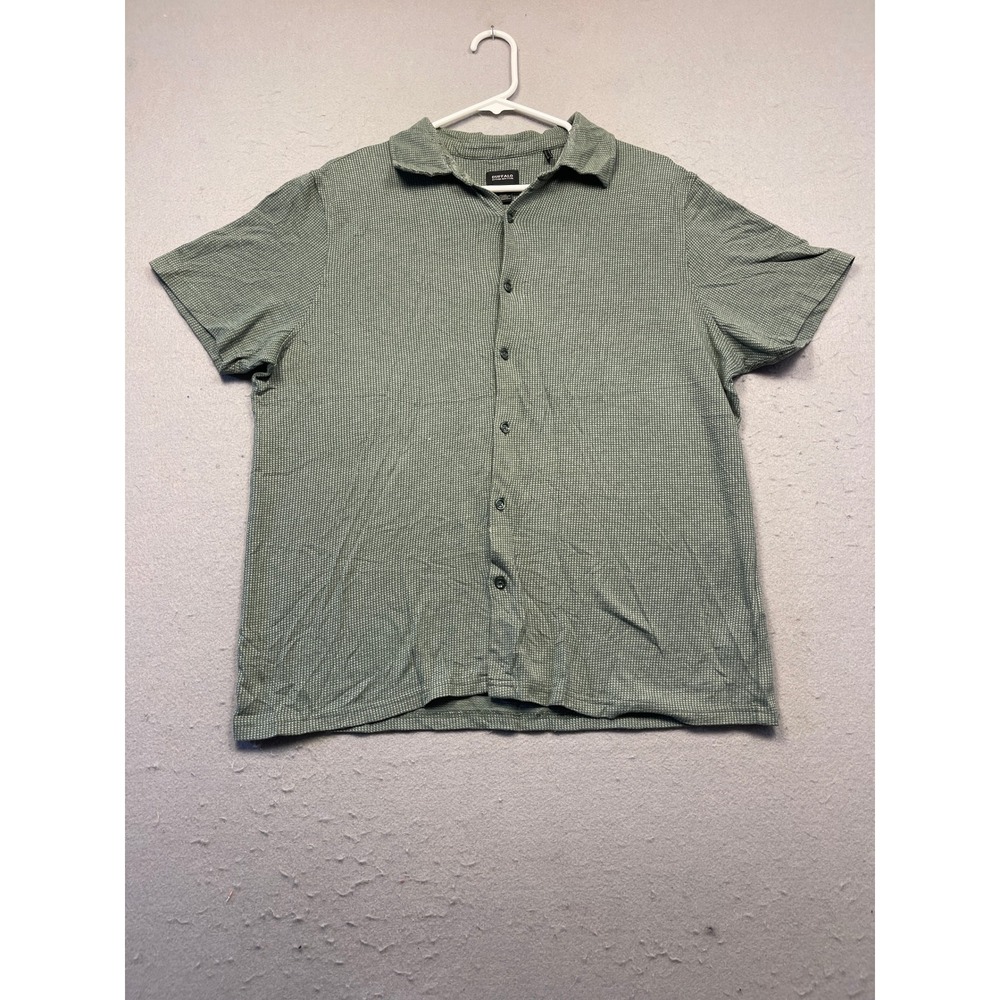 Buffalo David Bitton Shirt Textured Knit Green White Medium Mens